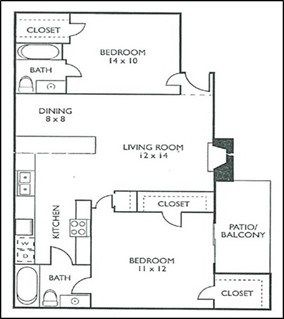 A black and white image of a floor plan for a house.